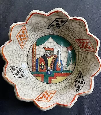 Antique Shino Ware Early Japanese Playing Cards Artisan French Court Bowl 6”x 2” • $189