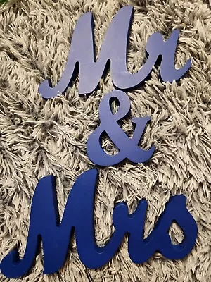 Mr. And Mrs. Signs For Wedding Table Decoration (6 Inches Blue 3 Pieces) • $17.99