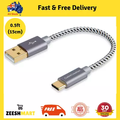 Short USB C Cable CableCreation 0.5ft 6 Inch USB C To A Cable Braided 3A Fast-A • $16.56