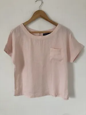 Marks Spencers Top Medium Pink Short Sleeve Linen Mix Blouse  • £8.99