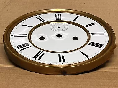 Antique Double Weight Vienna Wall Clock 2 Piece Enamel 6” White Dial To Restore • $22.74