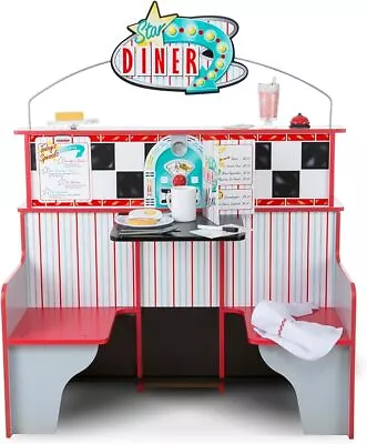 Melissa & Doug Double-Sided Wooden Star Diner Restaurant Play SpaceRed • $190.99