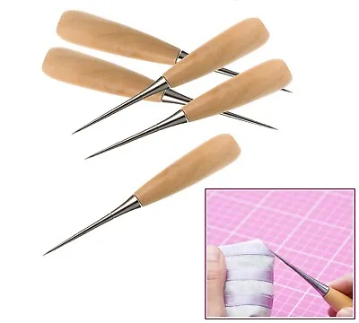 Leather Craft DIY Sewing Wooden Awl Tool Stitch Hole Punch Leather Fabric • £4.49