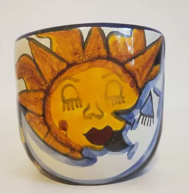 Celestial Sun Moon Stars Mug Mexican Pottery Marked Lead Free • $14