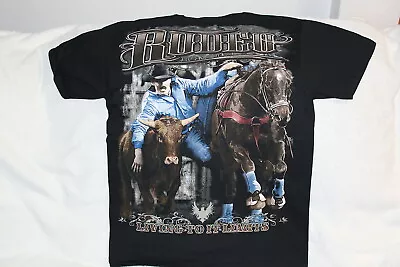 Rodeo Cowboy Horse Steer Wrestling Bulldogging Living To It Limits T-shirt • $11.27