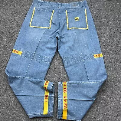 VTG 90s Marithe Francois Girbaud M+FG Jeans Yellow Shuttle Strap Tape Mens 42x35 • $79.99