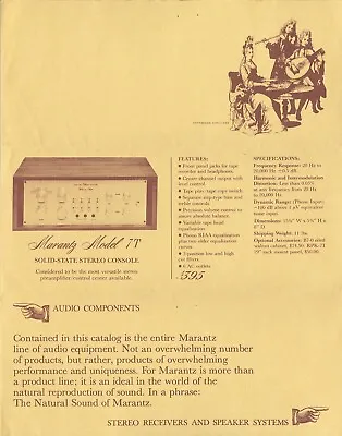 Marantz 1969 Sales Brochure: Amps Preamps Tuners Speakers (18 7T 20 23...) • $39.99