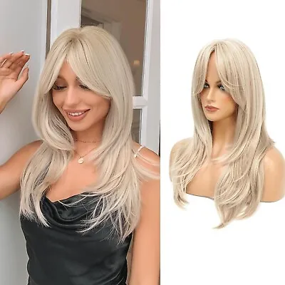 Blonde Wig Layered Fringe Long 21 Inches Stylish Fashion Natural Alopecia Hair • £23