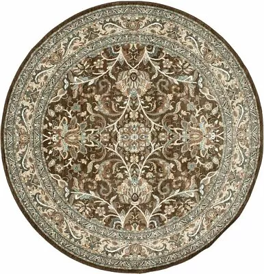 $639 • Buy 8' Round William Morris Style Arts & Crafts Brown Polyester Rug *FREE SHIPPING*
