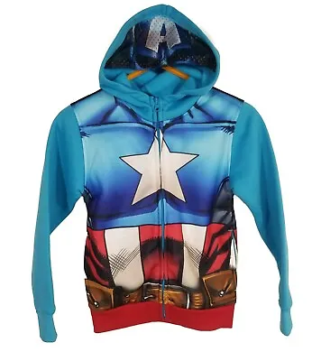 Marvel Size 4 Boy's Full Zip Jacket Mask Costume Hoodie Captain America NWT • $13.50