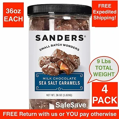 $67.95 • Buy 4 Packs SANDERS Milk Chocolate Sea Salt Caramels Fine Chocolates 36 Oz Each