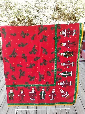 Vintage NWOT OLD WORLD SANTA'S 1624 - 1870 CHRISTMAS TABLECLOTH 58.5X102 LINEN • $27