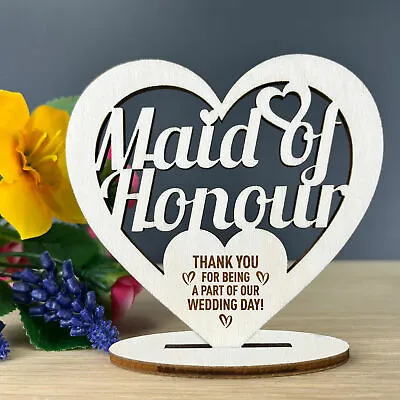 Thank You Gift For Maid Of Honour Wood Standing Heart Maid Of Honour Gifts • £3.99