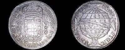 1815-B Brazilian 960 Reis World Silver Coin Overstruck On Host - Brazil • $149.99