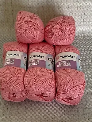 £10.99 • Buy YarnArt Flowers Unicolor  Cotton Mix Knitting/Crochet Yarn 5 X 50g Shade 735