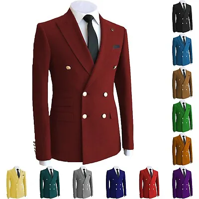 Double Breasted Mens Suits Blazer Jackets Coats Tuxedo Lapel Wedding Groomsman++ • $42.49