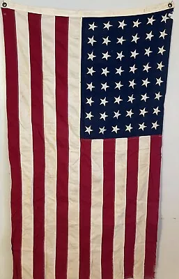 Vintage American Flag 48 Stars 3’x 5’ Cotton Aged SEWN On Stars STORM KING • $89.95