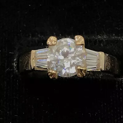 Vintage  Signed S     Gold Plated  Cubic Zirconia   Stunning  Ring   Sz 7.25 • $69.99