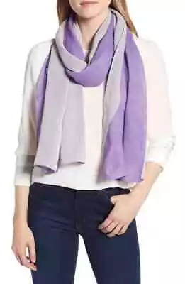 REBECCA MINKOFF Color Block 100% Soft Cotton Scarf Dyed Oblong Lavender Wrap $98 • $42.68