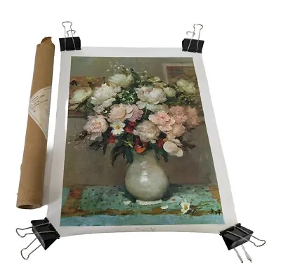 Marcel Dyf Peonies Roses Canvas Print Art 18x14 Ajax Promo Original Tube Unused • $19.89