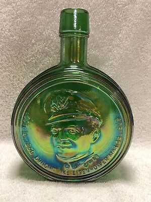  Vintage WHEATON Green Carnival Glass Bottle 1st Edition  Dwight Ike Eisenhower  • $8