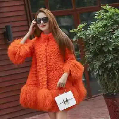 Women Sleeve And Hem Ladies Loose Outwear Genuine Fur Coat Fur Jacket • $280.02