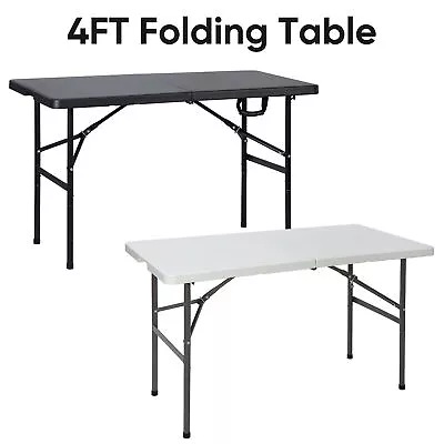 4FT Plastic Folding Table For Indoor Outdoor Parties Picnic Camping White/Black • $48.58