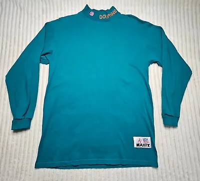 $26.96 • Buy Miami Dolphins Shirt Long Sleeve Green Size Medium NFL MAXIT Vintage