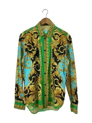 Authentic VERSACE Shirt Baroque Pattern Medusa Size 40 Cotton Multicolor Men's. • $390