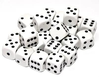 24 White Dice (six Sided) 16mm  D6 • £2.95