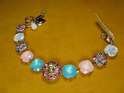 MARIANA BRACELET SWAROVSKI CRYSTALS FLOWER BLUE AQUA PINK MULTI COLOR Rose Gold  • $198