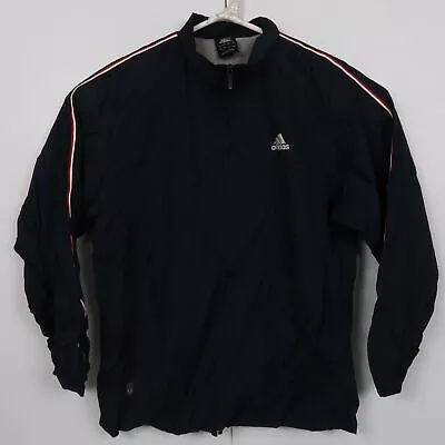 $27.98 • Buy Adidas Mens Jacket Size L Black Logo Zip-Up Pockets Windbreaker Coat