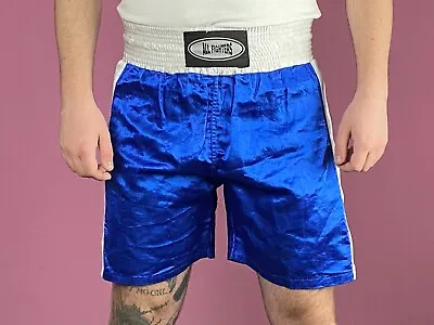 All Figthers Vintage Men's Boxing Shorts - S Blue Polyester Sports Shorts • $11
