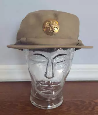 WWII US Women's Army Corps WAAC WAC Khaki Uniform Hobby Hat Size 22 Walk Eagle • $185