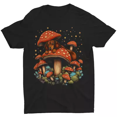 Dachshund Sausage Dog T-Shirt Mushroom Cottagecore Biologist Women Men's T Shirt • $16.99