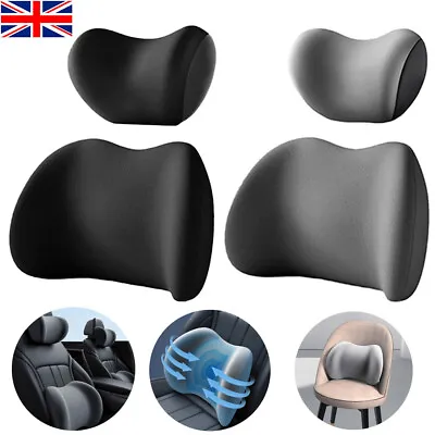Memory Foam Car Seat Neck Headrest Lumbar Back Support Cushion Brace Pain Relief • £8.95