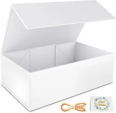 White Gift Box: 9.5X6X3  Magnetic Lid For Bridesmaid Wedding Christmas Hallow • $10.05