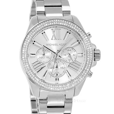 Michael Kors Wren Womens Chronograph Watch Glitz Crystals Silver Stainless Steel • $144.18