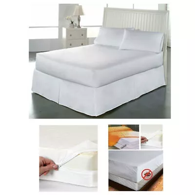 Fabric Zippered Mattress Pillow Cover Allergy Relief Bed Bugs Water Protector • $16.99