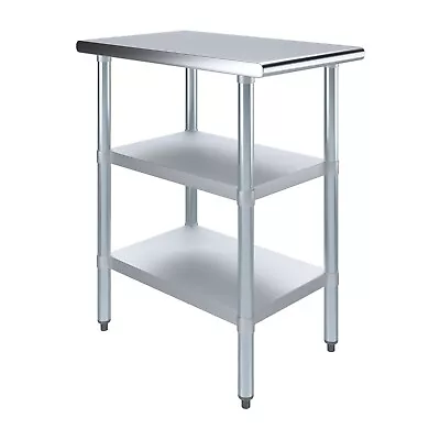 30 In. X 18 In. Stainless Steel Work Table With 2 Shelves | Metal Utility Table • $214.95