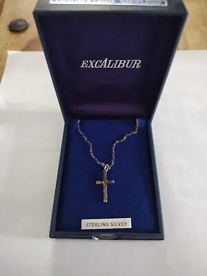 Excalibur Jewellery Silver Cross & 16  Chain. Rare. Hallmarked • £19.99