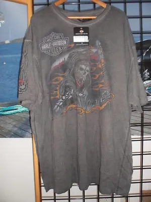 NOS Harley Davidson Mens Jaded Joker Flames Oil Wash Sleeve T-Shirt 35XG-H88W • $85.64