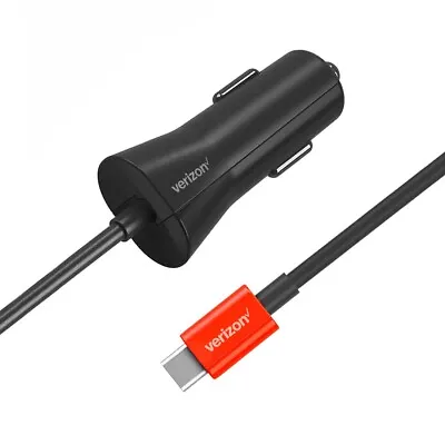 Genuine OEM Verizon 30W Fast Charge USB-C Type C Coiled Car Charger LED Android • $10.95