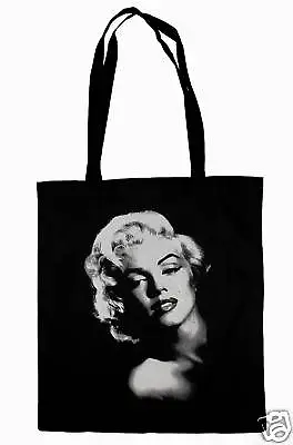 Marilyn Monroe Black Cotton Shopper Tote Bag Glam Pin Up 50's Icon Cult Figure • £8.95