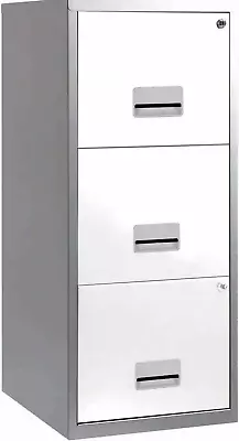 3 DRAWER 'PIERRE HENRY' ZINC SILVER+WHITE MAXI FILING CABINET A4 / NEW +FREE 24h • £97.89