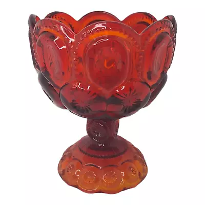 Vintage Red Glass Moon & Stars Footed Pedestal Candy Dish • $17.99