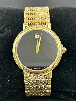 Vintage Movado Museum 87-E4-9887 Gold Plated Swiss Mens Wrist Watch • $400