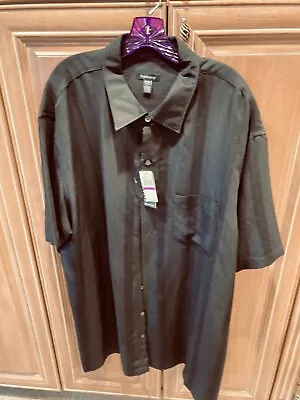 Van Heusen Shirt Mens 2XL  Black BIG & TALL Short Sleeve Button Up Pocket NWT • $9.99