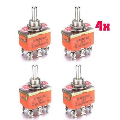 $10.48 • Buy 4x 250V 15A  DPDT ON-OFF-ON 3 Position Mini Latching Toggle Switch 6 Pins