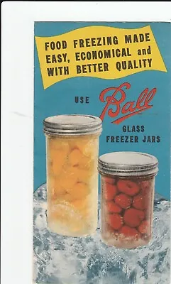 $2.95 • Buy Vintage Ball Glass Freezer Jars ~ TRI-FOLD PAMPHLET